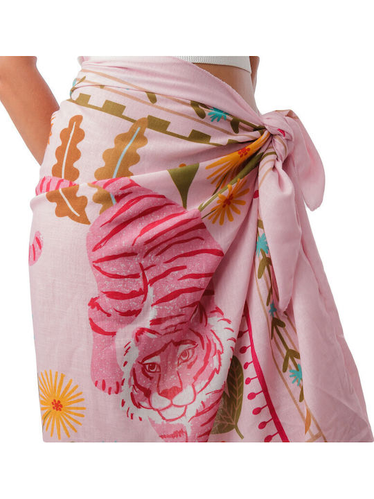 Pink Midi Pareo Animal Print