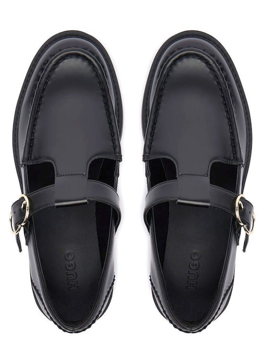 Leather Women's Moccasins In Black Color