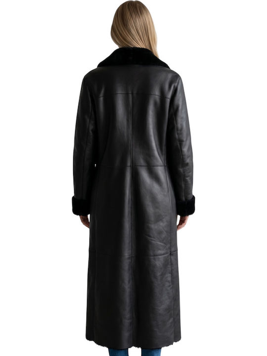 Mouton Damenmäntel Schwarz mit Knöpfen