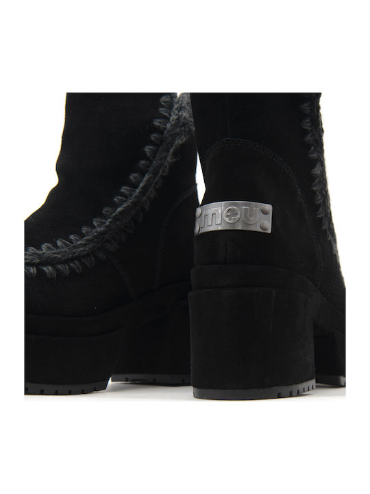 Suede Γυναικεία Μποτάκια Μαύρα