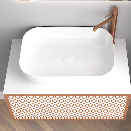 Orabella Wire 80 Unitate De Mobilier Pentru Baie Fără Chiuvetă L80xA45xÎ35cm Alb/Roz Auriu