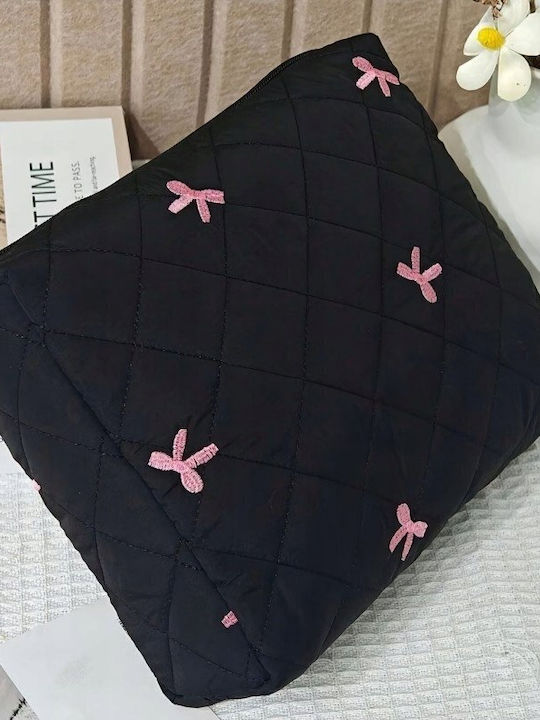 Ecarla Ecarla Women's Quilted Cosmetic Bag Black 24 X 7 X 18cm Ks156