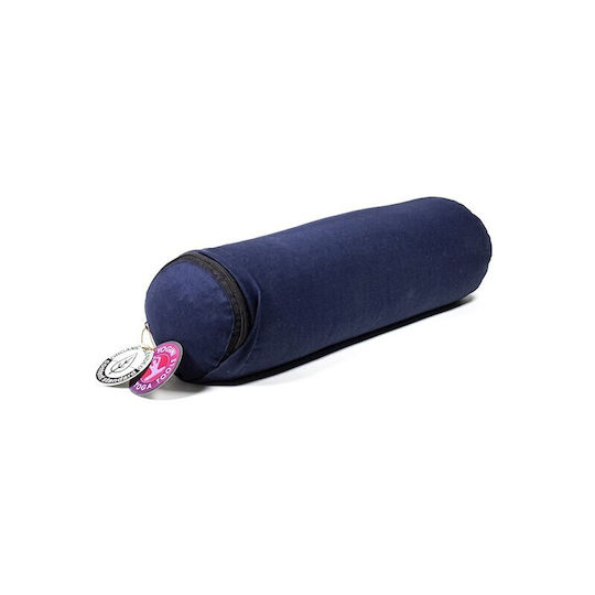 Mini Yoga Bolster Round Pillow Kids Yoga Blue Organic Cotton 40x12cm