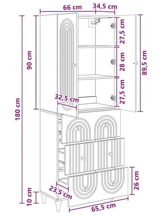 Bibliotheken Grau 2Stücke 66x34.5x90cm