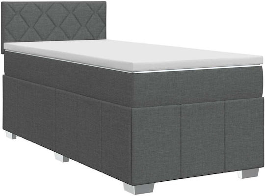 Einzelbett Mit Stoff Dunkelgrau Mit Lattenrost & Matratze 80x200cm