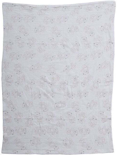 Nef-Nef Homeware Nursery Swaddling Blanket Teddy Waffle Beige with Animal 75x100cm