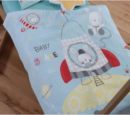 Nef-Nef Homeware Одеяло Детско легло Space Pique Синьо 110x150см.