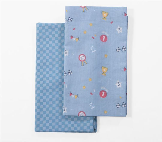 Nef-Nef Homeware Комплект Бебешки Чаршафи За Люлка Памучни Super Boy Сини 70x120см 2 Броя