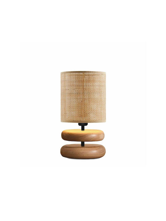 GloboStar Kloo Wood Table Lamp for Socket E14 with Brown Shade and Base