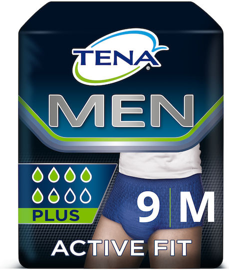 Tena Men Active Fit Plus Πάνες Βρακάκι Ακράτειας Medium σε Μπλε Χρώμα 9τμχ