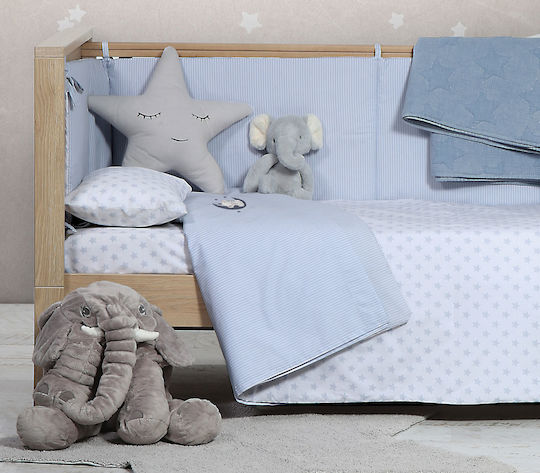 Nef-Nef Homeware Cotton Baby Quilt Above The Stars 110x140cm Gray