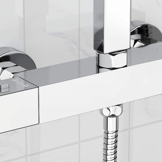 vidaXL Built-in Mixer & Shower Head Set for Shower Silver