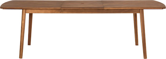 Fey Extendable Dining Room Table Made of Solid Wood Natural 240(+60)x100x74cm