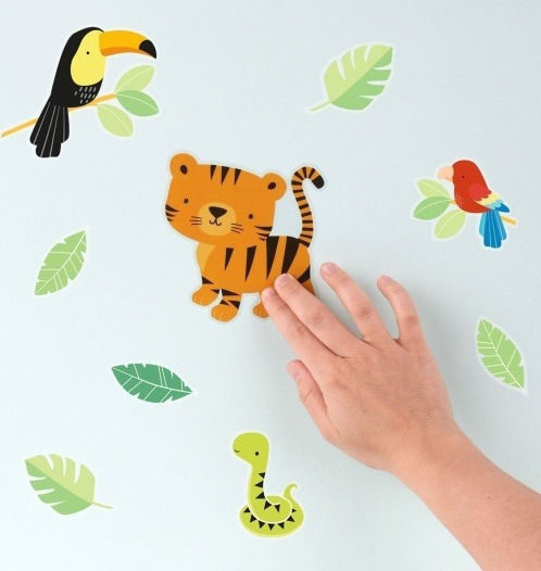 A Little Lovely Company Kids Vinyl Wall Sticker Jungle Tiger 17pcs