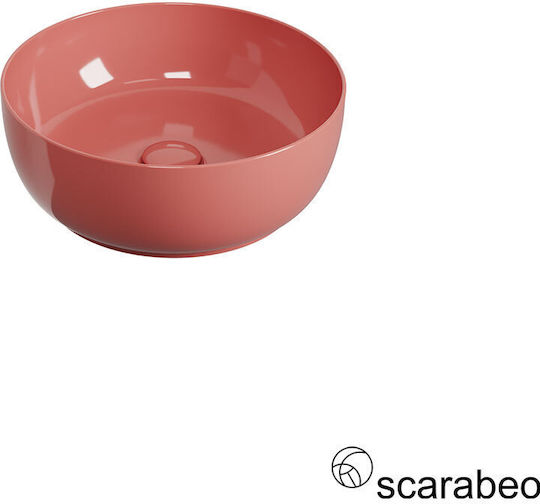Scarabeo Επικαθήμενος Νιπτήρας Πορσελάνης 39x39cm Peach Glossy Scarabeo Επικαθήμενος Νιπτήρας Πορσελάνης 39x39cm Peach Glossy