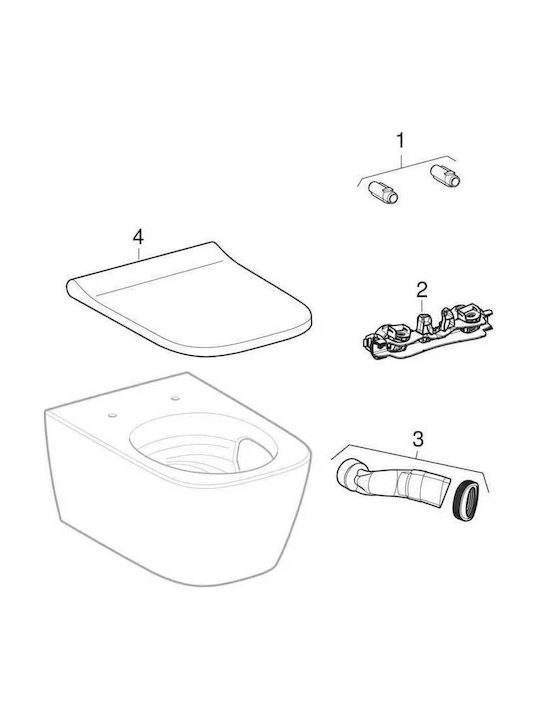Geberit Smyle Square Wandhängende Toilette mit Schlanke Abdeckung Duroplast Sanftes Schließen Weiße