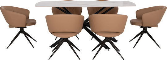 Set de sufragerie Hanae cu 6 scaune 180x90cm