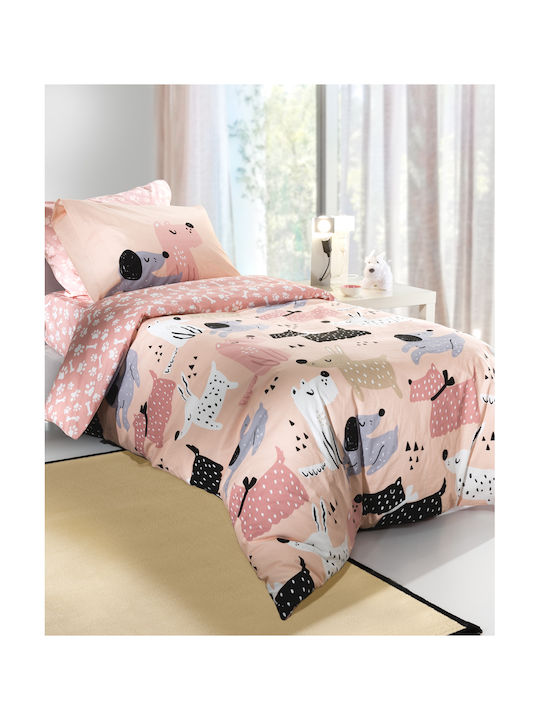 Saint Clair Elektrische Gitarren Kinderdecke Einzel mit Kissenbezug mit Microfaserfüllung Doggy Rosa 160x220cm