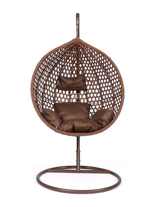 Morfeas Rattan Swing Nest with Stand Cappuccino L107xW107xH120cm