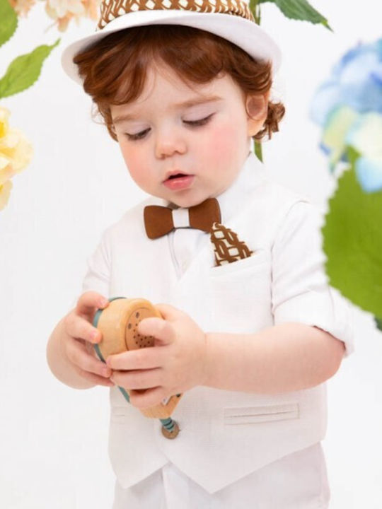 Bambolino Baptism Suit with Vest for Boy White