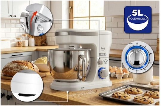 Eldom Kitchen Machine 1800W with Stainless Bowl 5lt White
