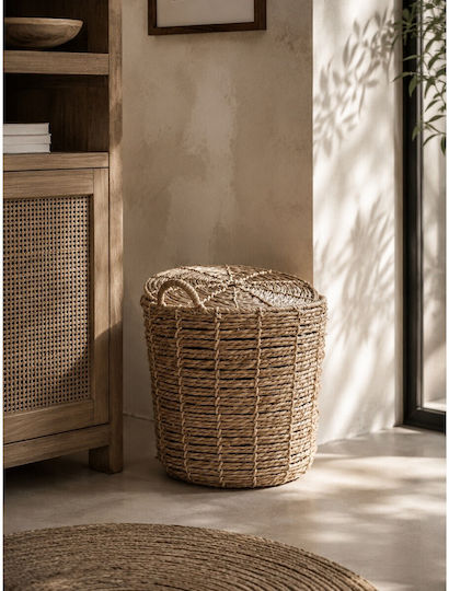 Natural Wicker Basket with Lid Φ41x40/47cm