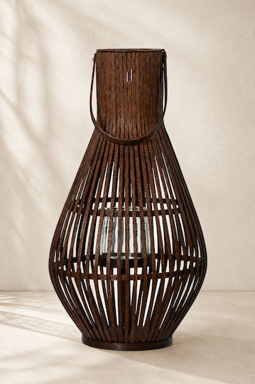 Kaemingk Wooden Lantern Brown 35x35x67cm