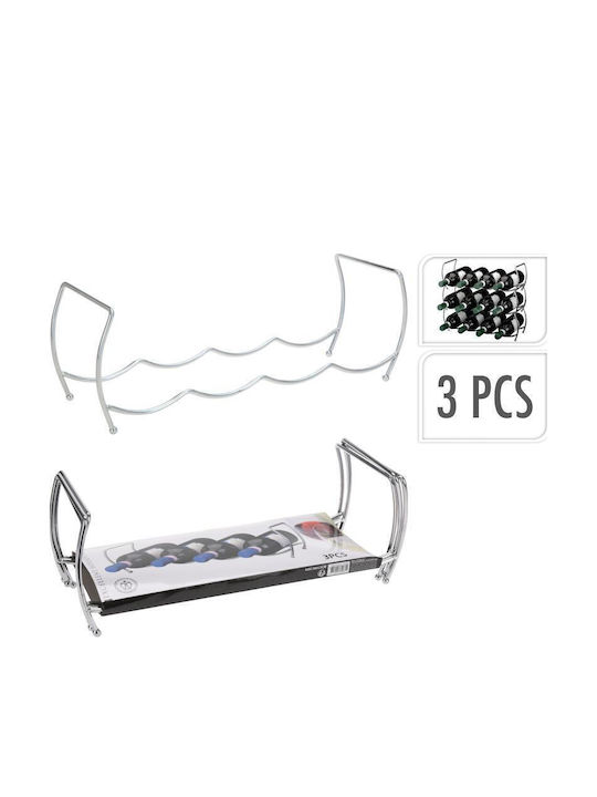 Excellent Houseware Tabletop Metallic Wine Rack for 12 Bottles Silver 42x13x14cm