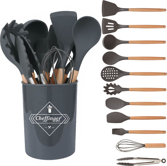Cheffinger Cooking Utensil Set with Base Gray 12pcs