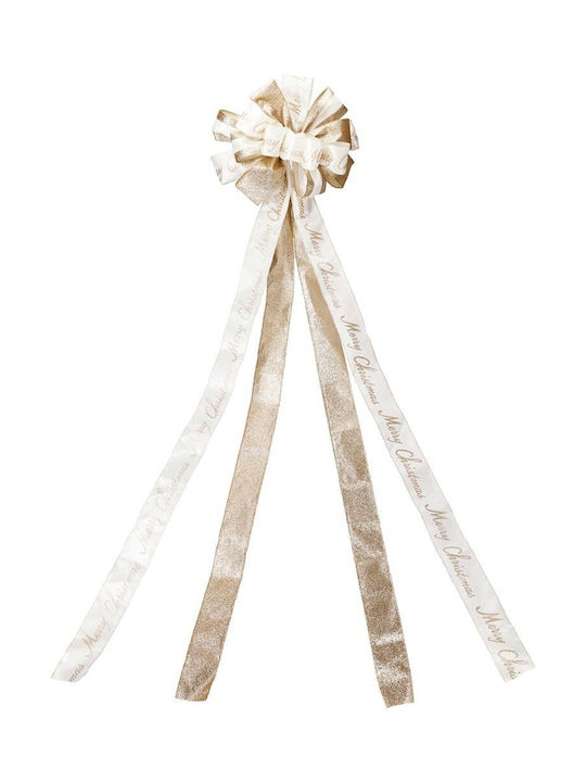 Top Bow Illuminated Fabric Ecru 33x130cm with Glitter