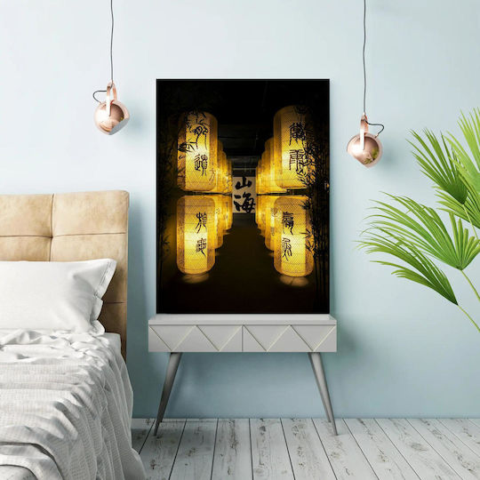 Illuminated Traditional Lanterns Φωτιζόμενα Παραδοσιακά Φανάρια 1 σε Καμβά με LED Φωτισμό