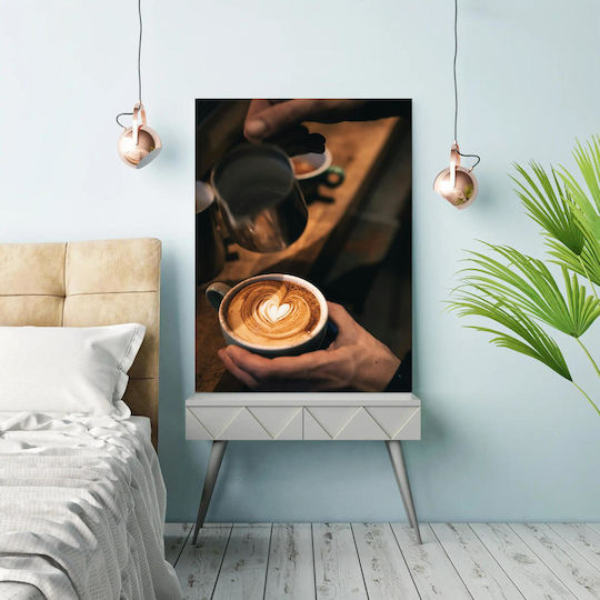 Pouring Latte With Heart Design Pouring Latte Με Heart Design σε Καμβά