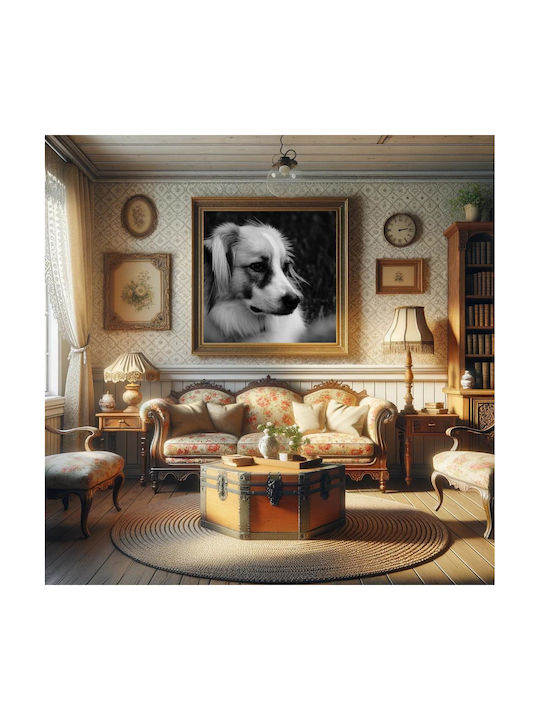 Панел Contemplative Dog В Черно И Бяло Стoхастичен Куче Черно-Бяло 110x110