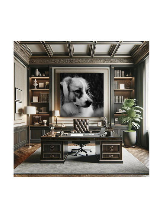 Панел Contemplative Dog В Черно И Бяло Стoхастичен Куче Черно-Бяло 110x110