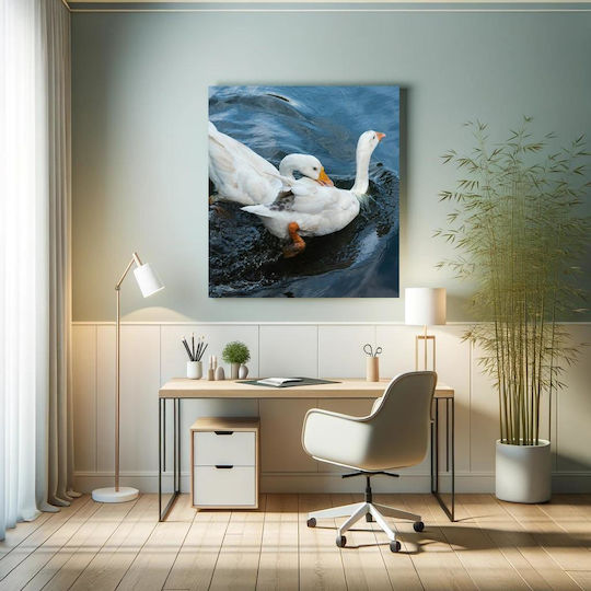 Panou Two White Ducks By Water Două Păpăițe Albe Lângă Apă 110x110