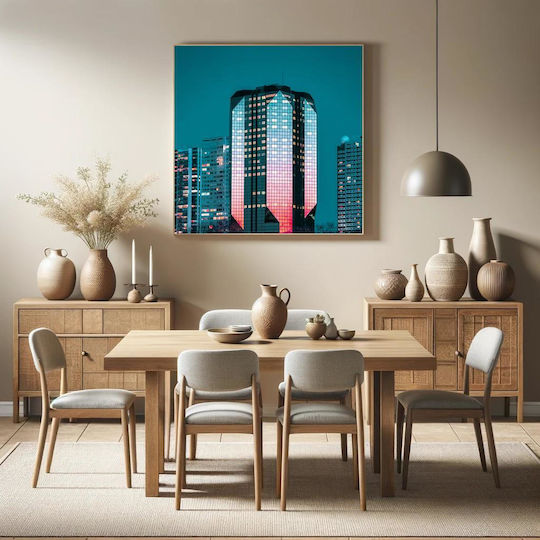 Πίνακας Illuminated City Skyscraper Ουρανοξύστης Φωτισμένης Πόλης 110x110