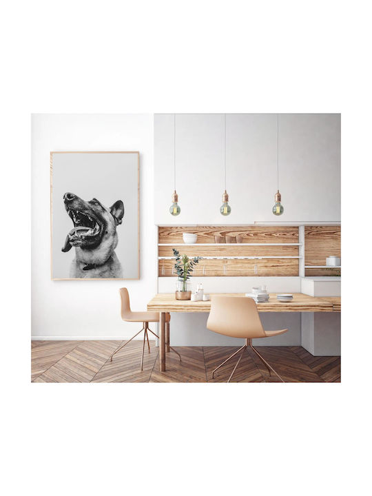 Painting Happy Dog In Black White Happy Dog In Black White 100x150