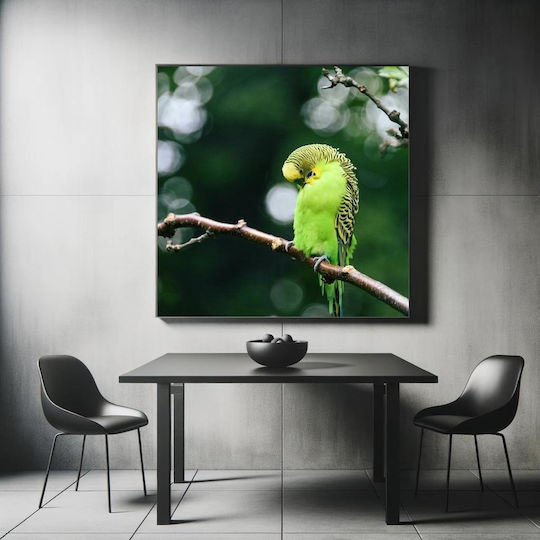 Painting Green Parakeet On A Branch Green Parakeet One Branch 110x110
