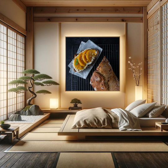 Gourmet Bread And Peach Topping On Canvas Gourmet Bread And Peach Topping On Canvas