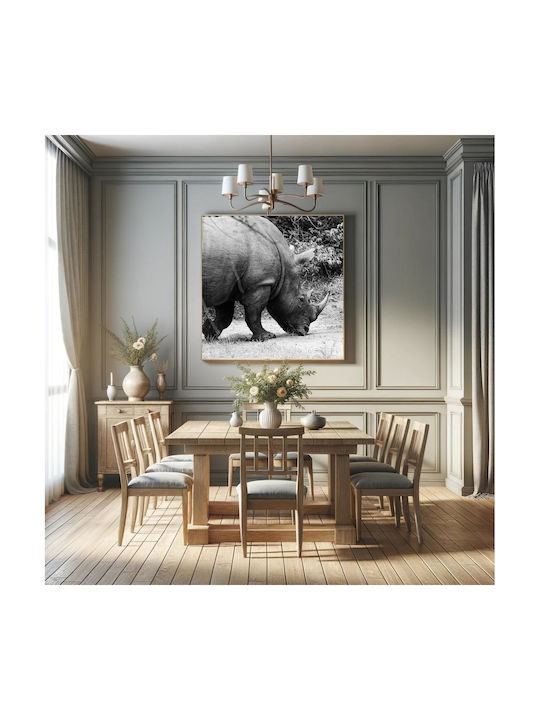 Панел Grazing Rhino В Черно И Бяло Риносър Боса Черен Бял 120x120