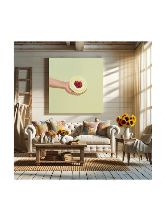 Панел Hand Holding Melon Raspberries Ръка Държи Пъпеш Малини 110x110