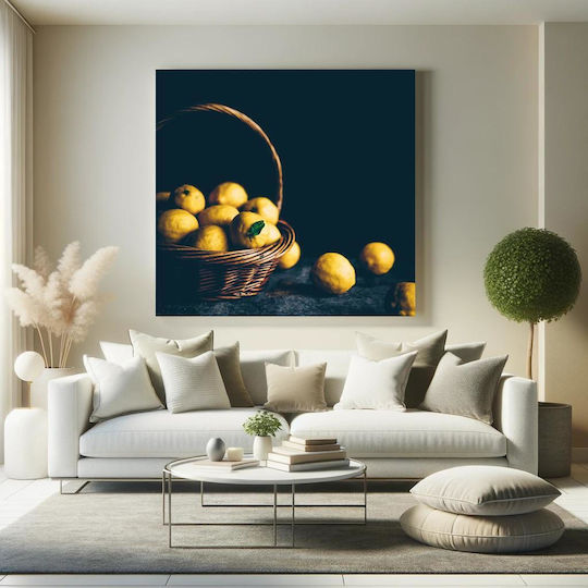 Πίνακας Basket Lemons Καλάθι Λεμόνια 120x120