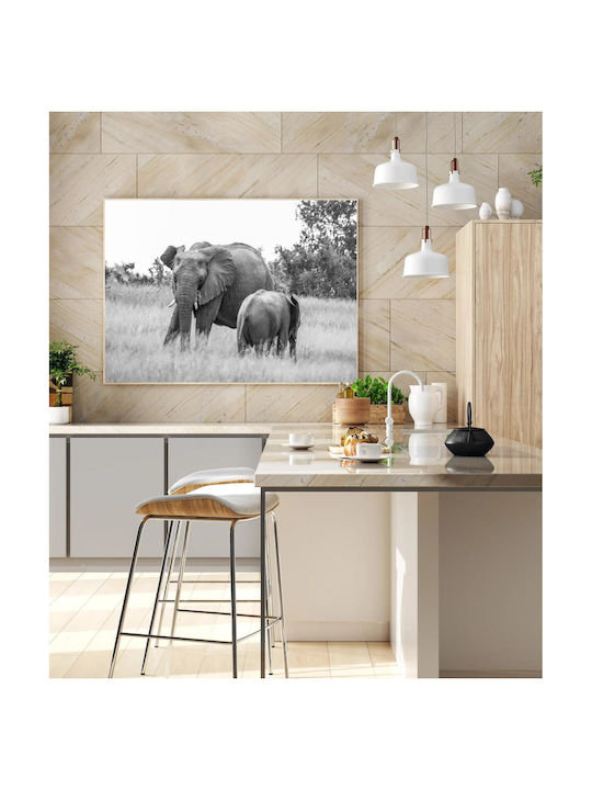 Painting Elephants In Black White 150x100