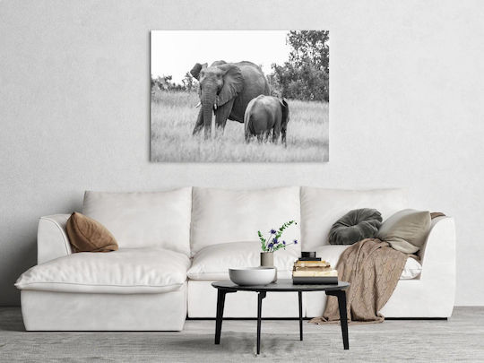 Painting Elephants In Black White 150x100