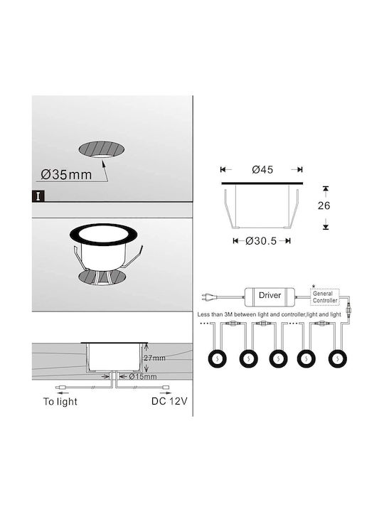 Φωτιστικά Led Rgbw Wifi Ip67 30 Τεμ Διάμετρος 45 Mm