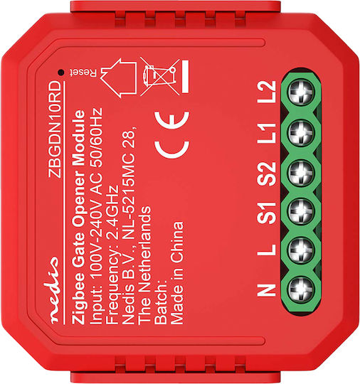 Nedis Zigbee 3.0 2.5w Smart Switch Garage Door Openers Red