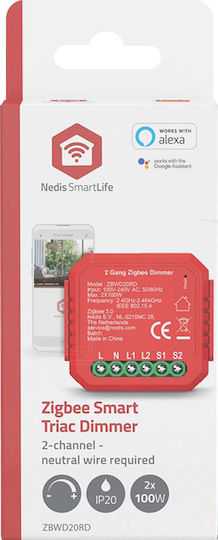 Nedis Zigbee 3.0 200w Smart Switch Dual Dimmer Red