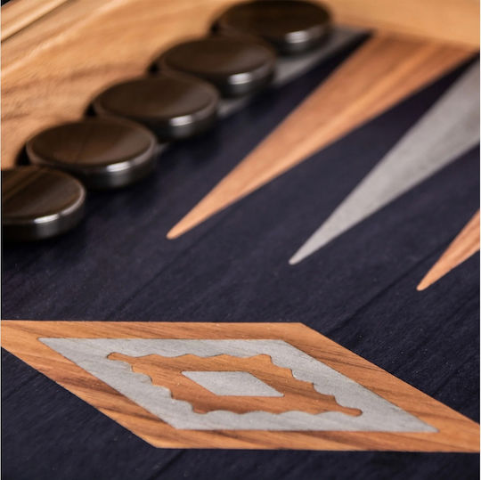 Manopoulos Manopoulos Backgammon & Schach Set Holz-Pülia & Würfel Handgefertigt Schwarzes 17cm