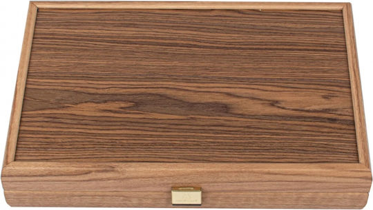 Manopoulos Walnut Wooden Checkers & Dice for Backgammon Handmade Green 20cm