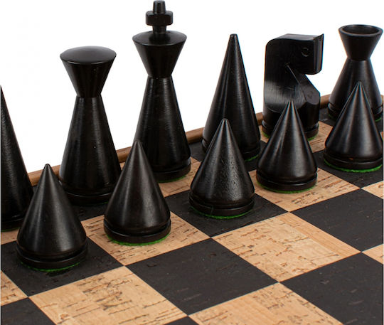 Manopoulos Wooden Chess Pawns Handmade Black / Brown / Beige 4cm